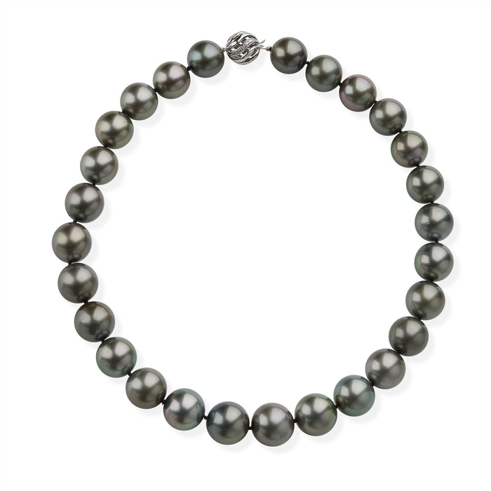 Pearl Choker Necklace Black Double Strand Sterling Silver